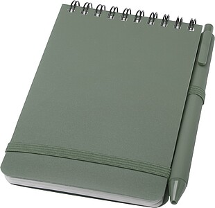 LINDAR Linkovaný blok A6 s deskami z recyklovaného plastu, vojenská zelená - ekologické reklamní předměty