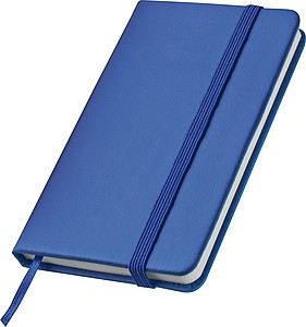 Linkovaný kapesní bloček s gumičkou, modrý - reklamní zápisník