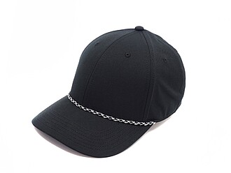 LUGARO Stylová šestipanelová kšiltovka s ozdobnou šňůrkou, černá