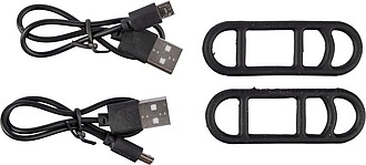 LUSODAR Sada dvou plastových dobíjecích LED světel na kolo, černá