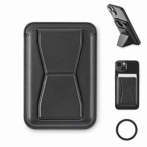 Magnetické PU pouzdro na karty, černá - reklamní předměty