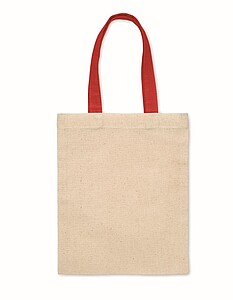 Malá bavlněná dárková taška, béžová s červenými uchy