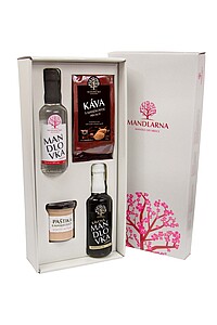 MANKAŠKA Velká dárková sada mandlovky 0,2l, kávové mandlovky 0,2l, 100 g mleté kávy a 130 g paštiky - reklamní předměty