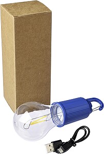 MARADORA Plastová žárovka s karabinou, kobaltově modrá