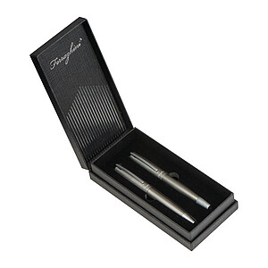 Matná písacia sada Ferraghini, šedá - propisky s potiskem