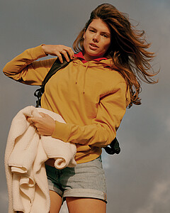 Mikina s kapucí z recyklované bavlny, žlutá, L