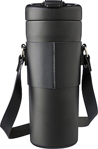 MYRKONA Dvoustěnná láhev na pití z nerezové oceli, 730 ml, černá - reklamní předměty