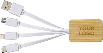 Nabíjecí kabel 3v1 s bambusovým dekorem
