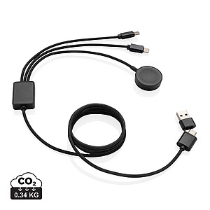 Nabíjecí kabel s nabíječkou hodinek 6 v 1 z RCS rPET, šedá - reklamní předměty