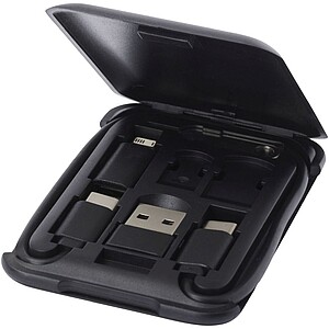 Nabíjecí kabel se stojánkem na telefon, černý - reklamní předměty