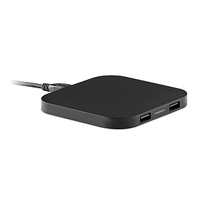 Nabíjecí podložka s USB portem a hubem, černá - reklamní předměty