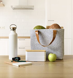 Nákupní taška z RPET plsti s plastovými uchy, šedá