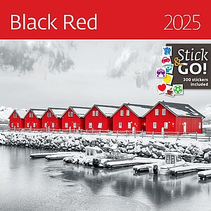 Nástěnný kalendář Black Red 2025 včetně laše