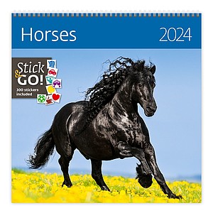 Nástěnný kalendář Horses 2025 včetně laše - reklamní kalendáře