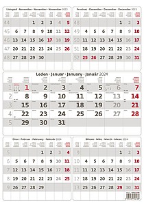Nástěnný kalendář pětiměsíční šedý 2026 - reklamní kalendáře