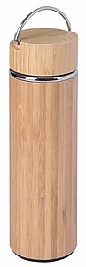 NAZDEF Vakuová termoska s bambusovým povrchem, 400 ml