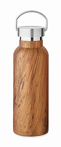 Nerezová izolační láhev, 500ml, s dřevěným vzhledem