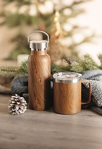 Nerezová izolační láhev, 500ml, s dřevěným vzhledem