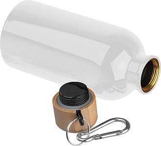 Nerezová láhev s karabinou 400 ml, bílá