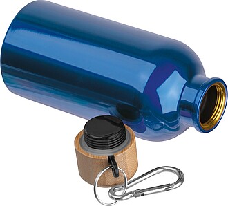 Nerezová láhev s karabinou 400 ml, modrá
