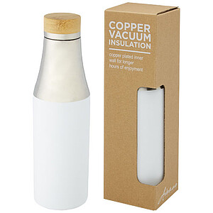 Nerezová termo láhev, 540 ml, s bambusovým víčkem, stříbrno bílá