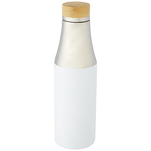 Nerezová termo láhev, 540 ml, s bambusovým víčkem, stříbrno bílá