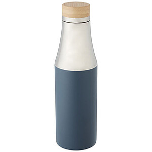 Nerezová termo láhev, 540 ml, s bambusovým víčkem, stříbrno modrá