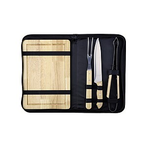 Nerezový grilovací set v pouzdře, černá - reklamní předměty