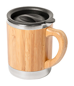 Nerezový termohrnek 300ml s víčkem a bambusovým povrchem - reklamní předměty