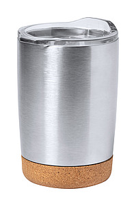 Nerezový termohrnek 380ml s korkovým dnem, stříbrný - reklamní předměty