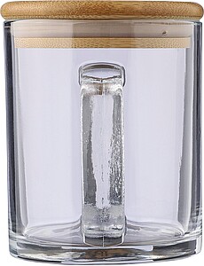 NILPERO Hrnek na pití z recyklovaného skla s bambusovým víčkem, 300 ml