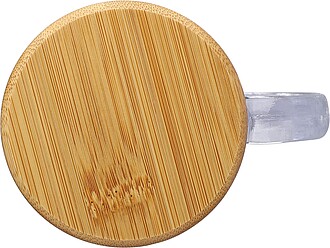 NILPERO Hrnek na pití z recyklovaného skla s bambusovým víčkem, 300 ml