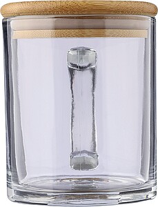NILPERO Hrnek na pití z recyklovaného skla s bambusovým víčkem, 300 ml