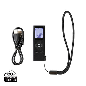 NUSEOL Dobíjecí laserový metr z recyklovaného hliníku, černá - reklamní předměty