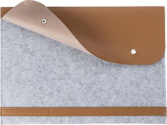 Obal na notebook z RPET plsti s plastovými detaily, světle šedý