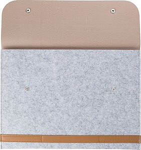 Obal na notebook z RPET plsti s plastovými detaily, světle šedý