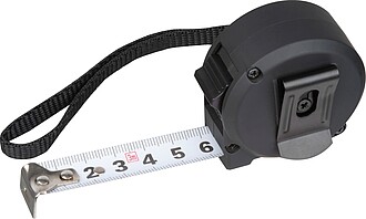 Ocelový svinovací metr s plastovým krytem 3m, černá