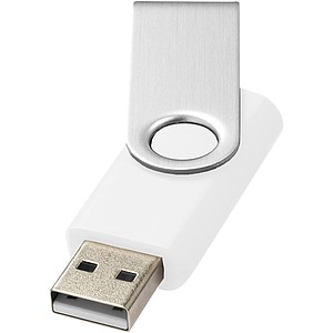 Otočný USB disk 16 GB, bílá s potiskem