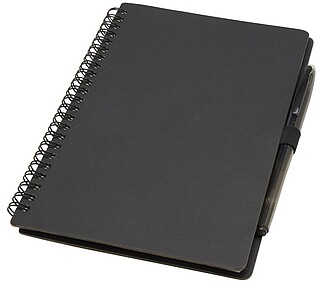 OURENS Sada zápisníku z kamenného papíru a kuličkového mazacího pera, černá - ekologické reklamní předměty