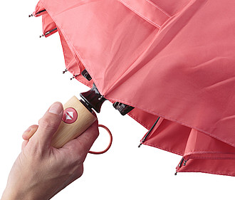 OWEN Skládací automatický deštník z RPET materiálu, červená