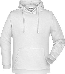 Pánská mikina s kapucí James Nicholson sweat hoodie men, bílá, vel. M