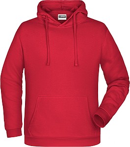 Pánská mikina s kapucí James Nicholson sweat hoodie men, červená, vel. L