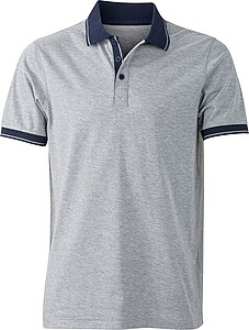 Pánská polokošile James Nicholson polo melange men, šedá/námořní modrá, vel. S