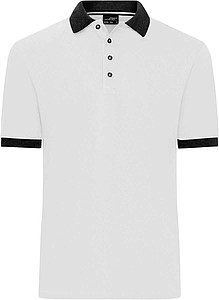 Pánské kontrastní piqué polo James & Nicholson, bílá, XL - reklamní polokošile