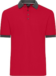 Pánské kontrastní piqué polo James & Nicholson, červená, 3XL