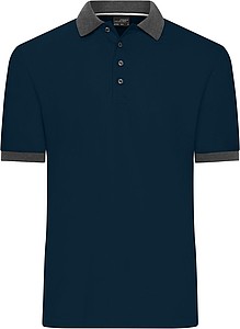 Pánské kontrastní piqué polo James & Nicholson, námořní modrá, XL