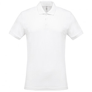 Pánské polotriko KARIBAN SHORT-SLEEVED PIQUÉ POLO SHIRT, bílá, L - reklamní polokošile