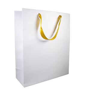 Papírová taška 40x13x32cm, matná laminace, zlatá saténová ucha - taška s vlastním potiskem