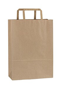 Papírová taška hnědá 23x10x32 plochá držadla - taška s vlastním potiskem