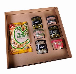 PARTA Dárková sada - kuřecí a vepřová paštika, vepřová paštika iberico, tyčinky picos, cibulky, okurčičky a jalapeňos - reklamní předměty
